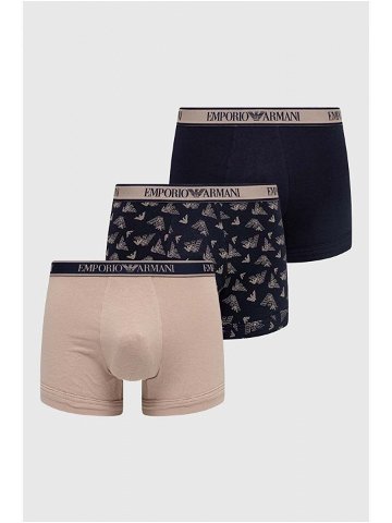 Boxerky Emporio Armani Underwear 3-pack pánské béžová barva
