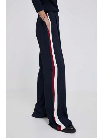 Kalhoty Tommy Hilfiger dámské tmavomodrá barva široké high waist
