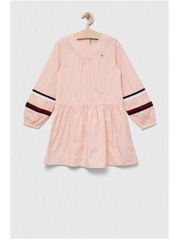 Dětské bavlněné šaty Tommy Hilfiger růžová barva mini
