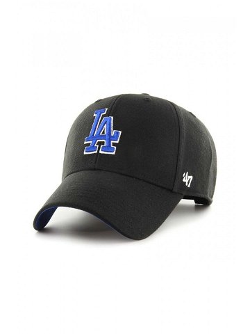 Čepice z vlněné směsi 47brand MLB Los Angeles Dodgers černá barva s aplikací