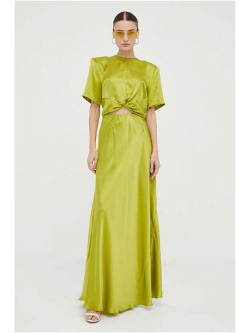 Hedvábná sukně Gestuz Sivala zelená barva maxi