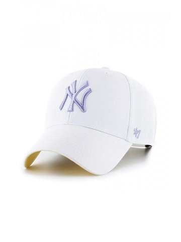 Čepice z vlněné směsi 47brand MLB New York Yankees bílá barva s aplikací
