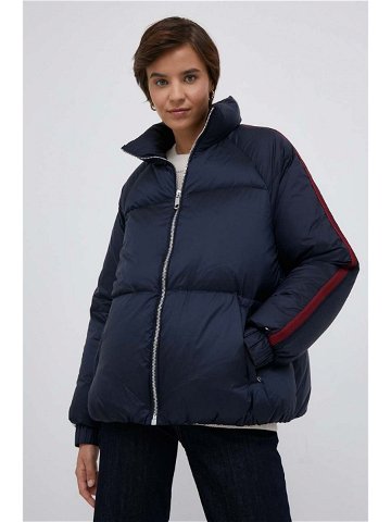 Péřová bunda Tommy Hilfiger dámská tmavomodrá barva zimní