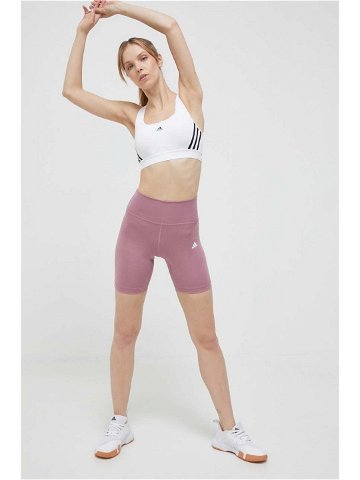 Tréninkové šortky adidas Performance Training Essentials růžová barva hladké high waist