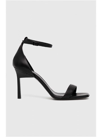 Kožené sandály Calvin Klein GEO STILETTO SANDAL černá barva HW0HW01610