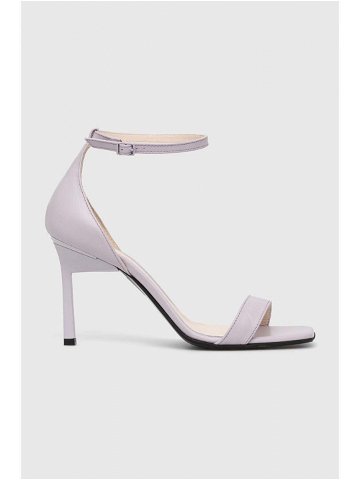 Kožené sandály Calvin Klein GEO STILETTO SANDAL fialová barva HW0HW01610