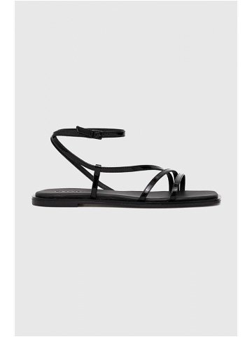 Kožené sandály Calvin Klein SQUARED SANDAL dámské černá barva HW0HW01603