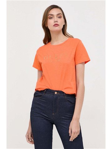 Bavlněné tričko Guess CRYSTAL oranžová barva W3GI76 K8G01