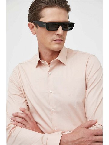 Košile Calvin Klein pánská růžová barva slim s klasickým límcem K10K108229