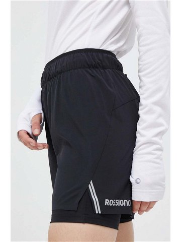 Sportovní šortky Rossignol dámské černá barva hladké high waist