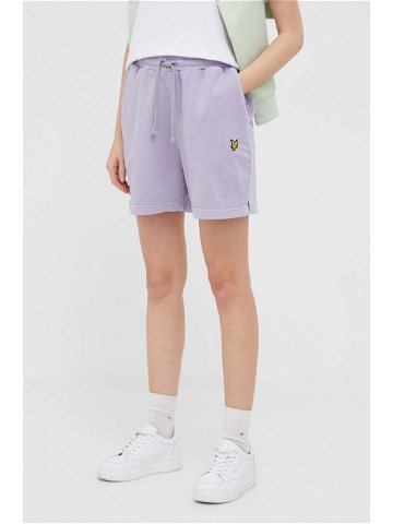 Bavlněné šortky Lyle & Scott fialová barva hladké high waist