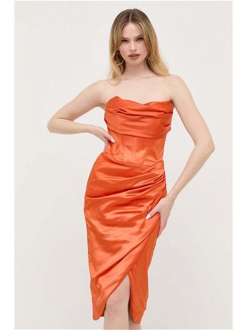 Šaty Bardot oranžová barva midi