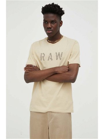 Bavlněné tričko G-Star Raw béžová barva s potiskem