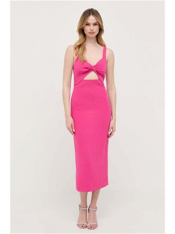 Šaty Bardot růžová barva midi