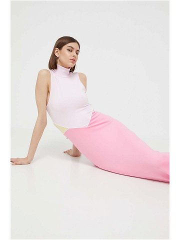 Šaty adidas Originals růžová barva maxi
