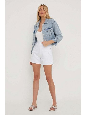 Džínové šortky Answear Lab dámské bílá barva s aplikací high waist