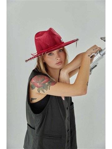 Vlněný klobouk LE SH KA headwear Siver West červená barva vlněný