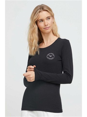 Tričko s dlouhým rukávem Emporio Armani Underwear černá barva