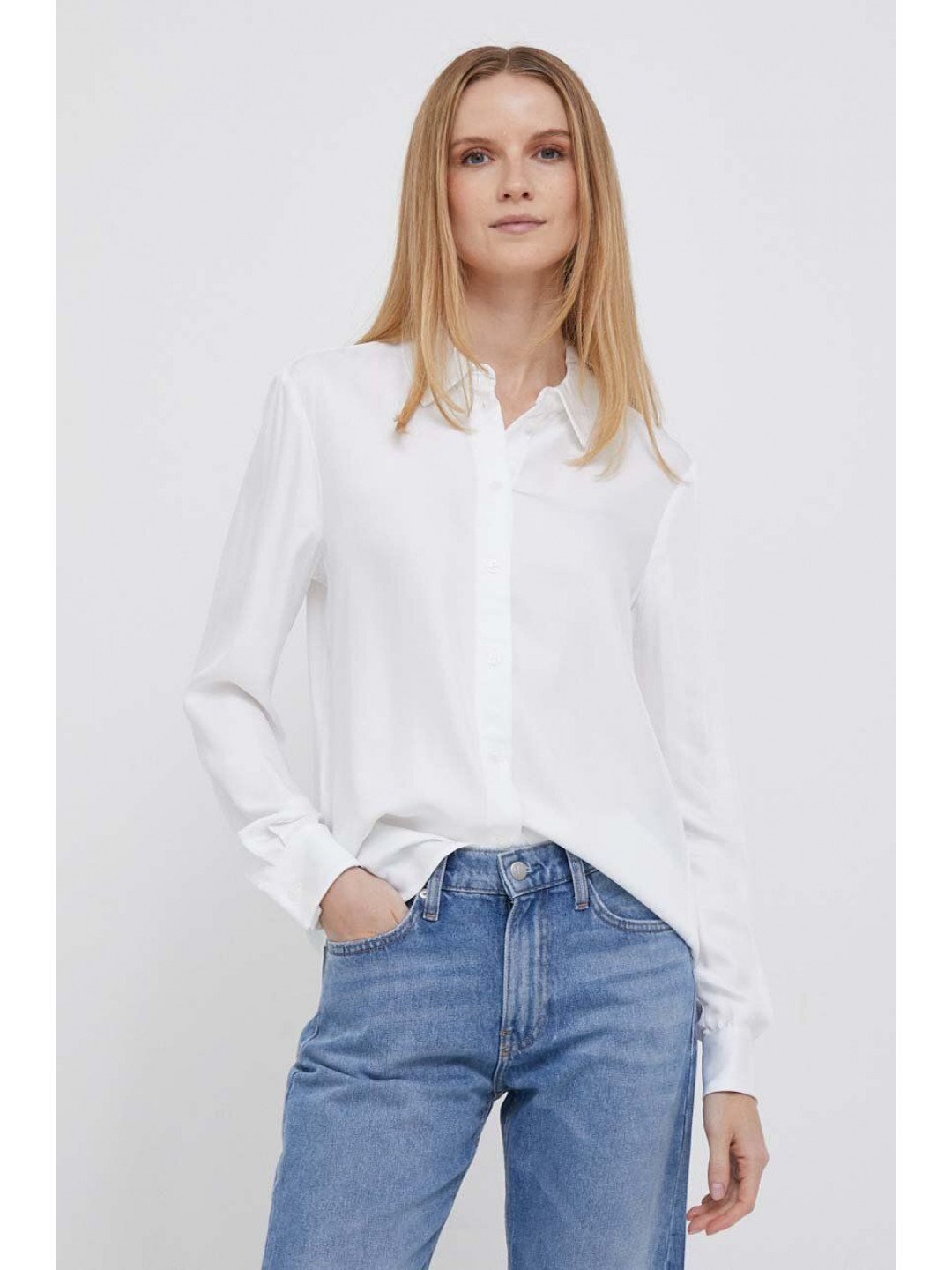 Košile Tommy Hilfiger dámská bílá barva regular s klasickým límcem