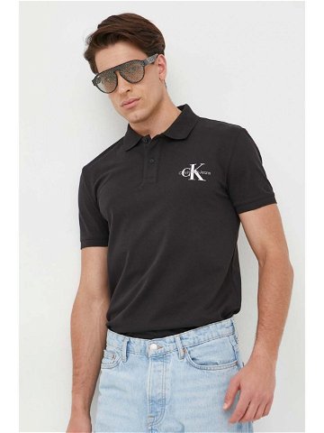 Polo tričko Calvin Klein Jeans černá barva s potiskem J30J323395