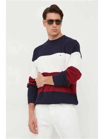 Bavlněný svetr Tommy Hilfiger tmavomodrá barva hřejivý