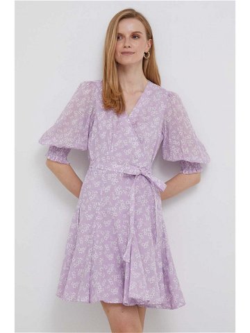 Bavlněné šaty Polo Ralph Lauren fialová barva mini