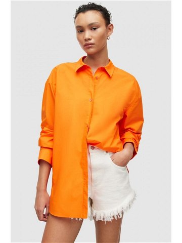 Košile AllSaints Sasha oranžová barva relaxed s klasickým límcem
