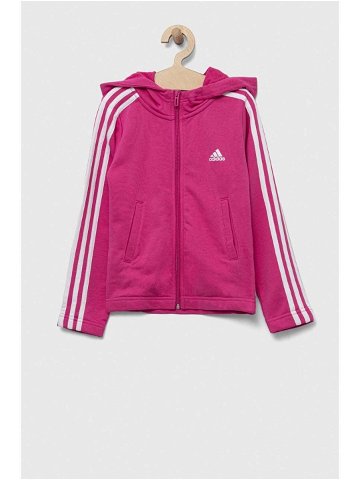 Dětská mikina adidas růžová barva s kapucí s aplikací