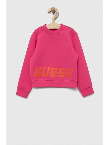 Dětská mikina Guess růžová barva s potiskem