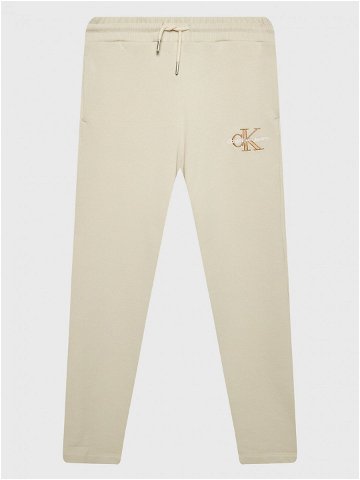 Calvin Klein Jeans Teplákové kalhoty Monogram Off Placed IG0IG01607 Écru Regular Fit