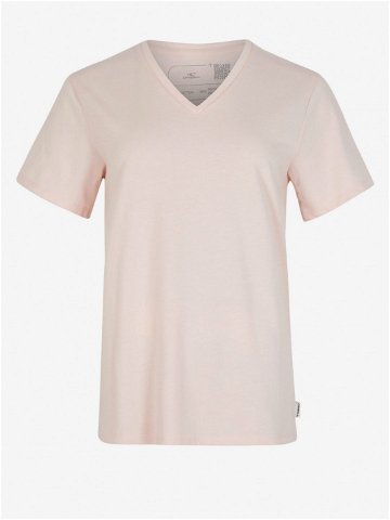 Béžové dámské basic tričko s véčkovým výstřihem O Neill ESSENTIALS V-NECK T-SHIRT