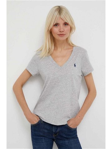 Bavlněné tričko Polo Ralph Lauren šedá barva 211902403