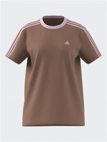 Adidas T-Shirt Essentials 3-Stripes T-Shirt IM2871 Hnědá Loose Fit