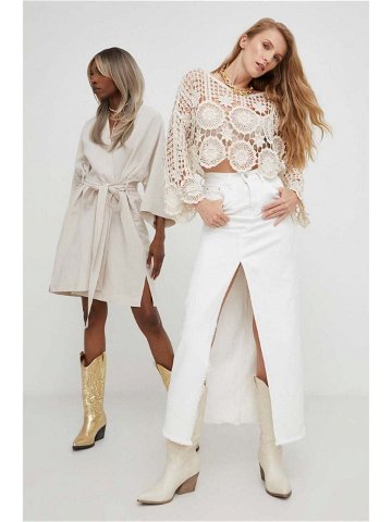 Džínová sukně Answear Lab bílá barva maxi
