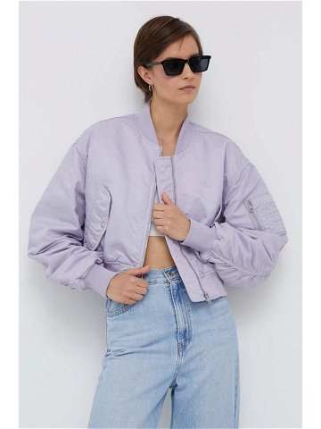 Bomber bunda Calvin Klein Jeans fialová barva přechodná