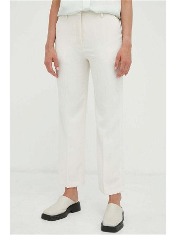 Kalhoty Day Birger et Mikkelsen dámské béžová barva jednoduché high waist