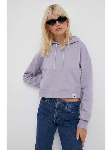 Mikina Calvin Klein Jeans dámská fialová barva s kapucí hladká