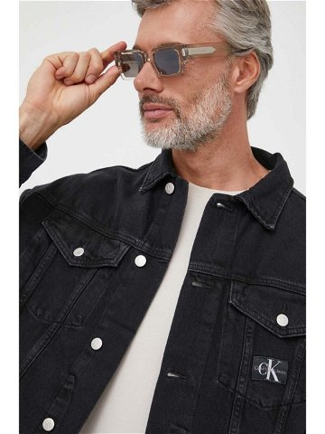 Džínová bunda Calvin Klein Jeans pánská černá barva přechodná oversize
