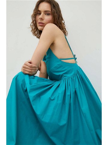 Bavlněné šaty Herskind tyrkysová barva maxi