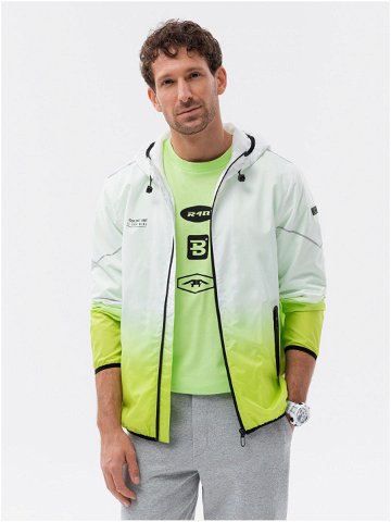 Zeleno-bílá pánská bunda Ombre Clothing