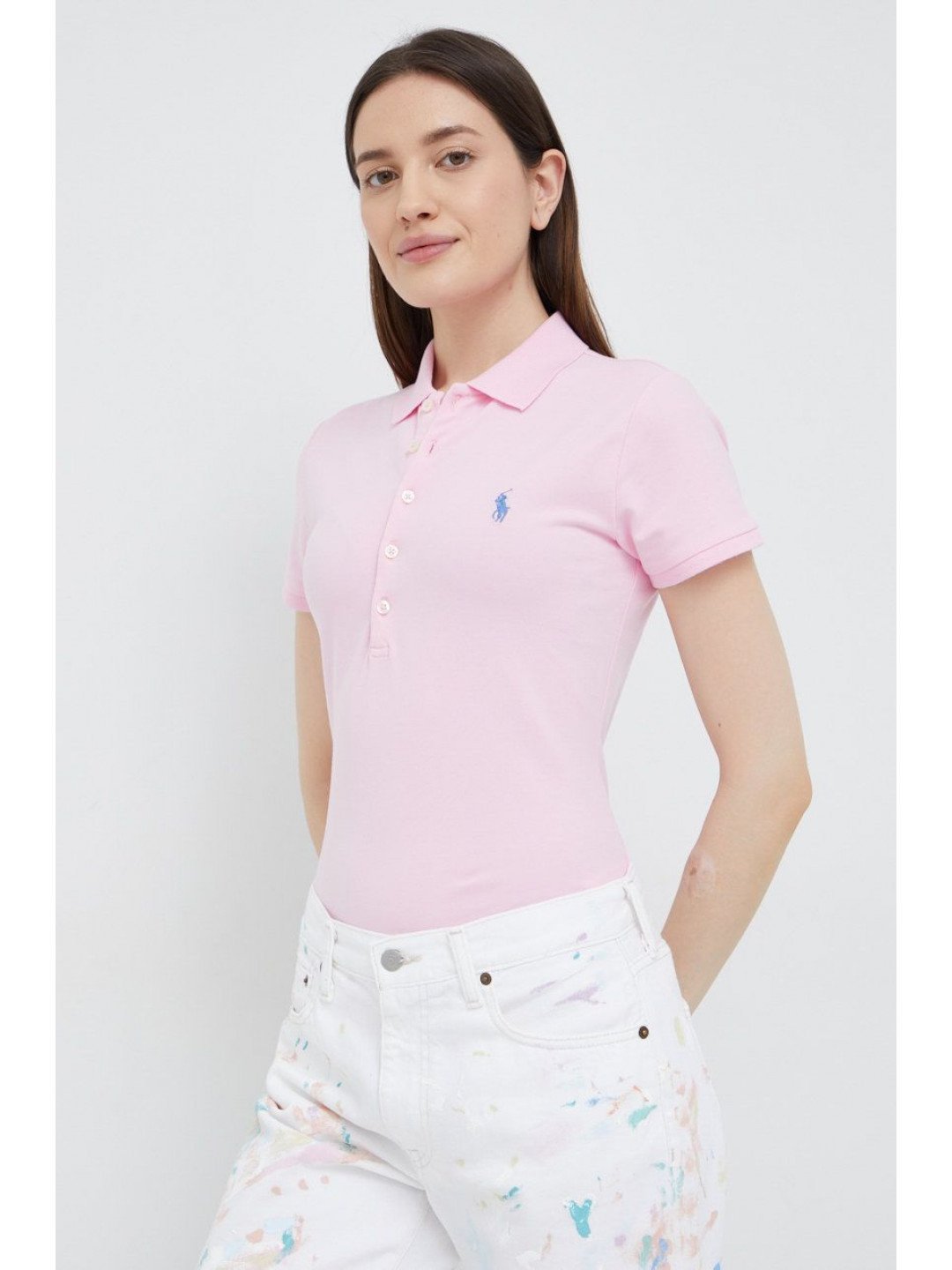 Polo tričko Ralph Lauren růžová barva s límečkem 211870245013