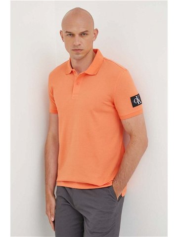 Bavlněné polo tričko Calvin Klein Jeans oranžová barva J30J323394