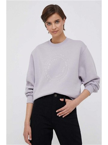 Mikina Calvin Klein dámská fialová barva s aplikací