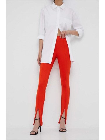 Kalhoty Calvin Klein dámské oranžová barva