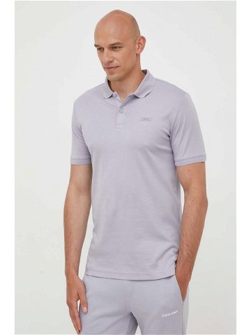 Bavlněné polo tričko Calvin Klein fialová barva K10K111657