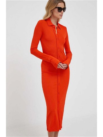 Šaty Calvin Klein oranžová barva midi