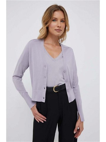 Vlněný svetr Calvin Klein dámský fialová barva lehký