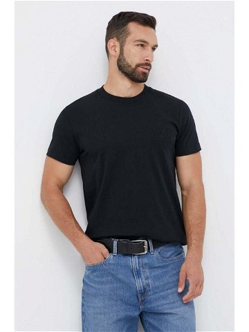 Bavlněné tričko Gant černá barva s aplikací