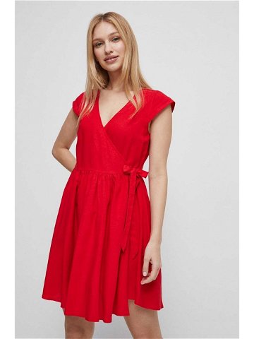 Šaty s příměsí lnu Medicine červená barva mini
