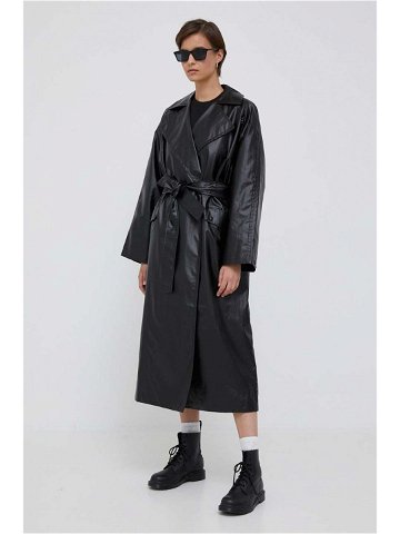 Trench kabát Calvin Klein Jeans dámský černá barva přechodný dvouřadový